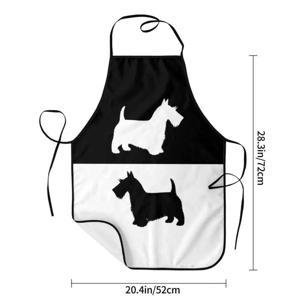 Custom Bib Scottish Terrier Apron for Men Women Unisex Adult Chef Kitchen Cooking Scottie Dog Tablier Cuisine Painting S260205 269