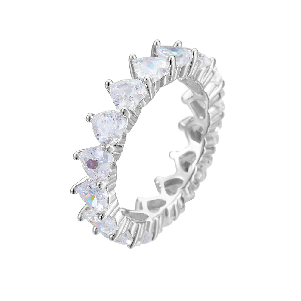 s925 sterling silver heart-shaped zircon for women, light luxury high-end style, ins minimalist full diamond ring jewelry