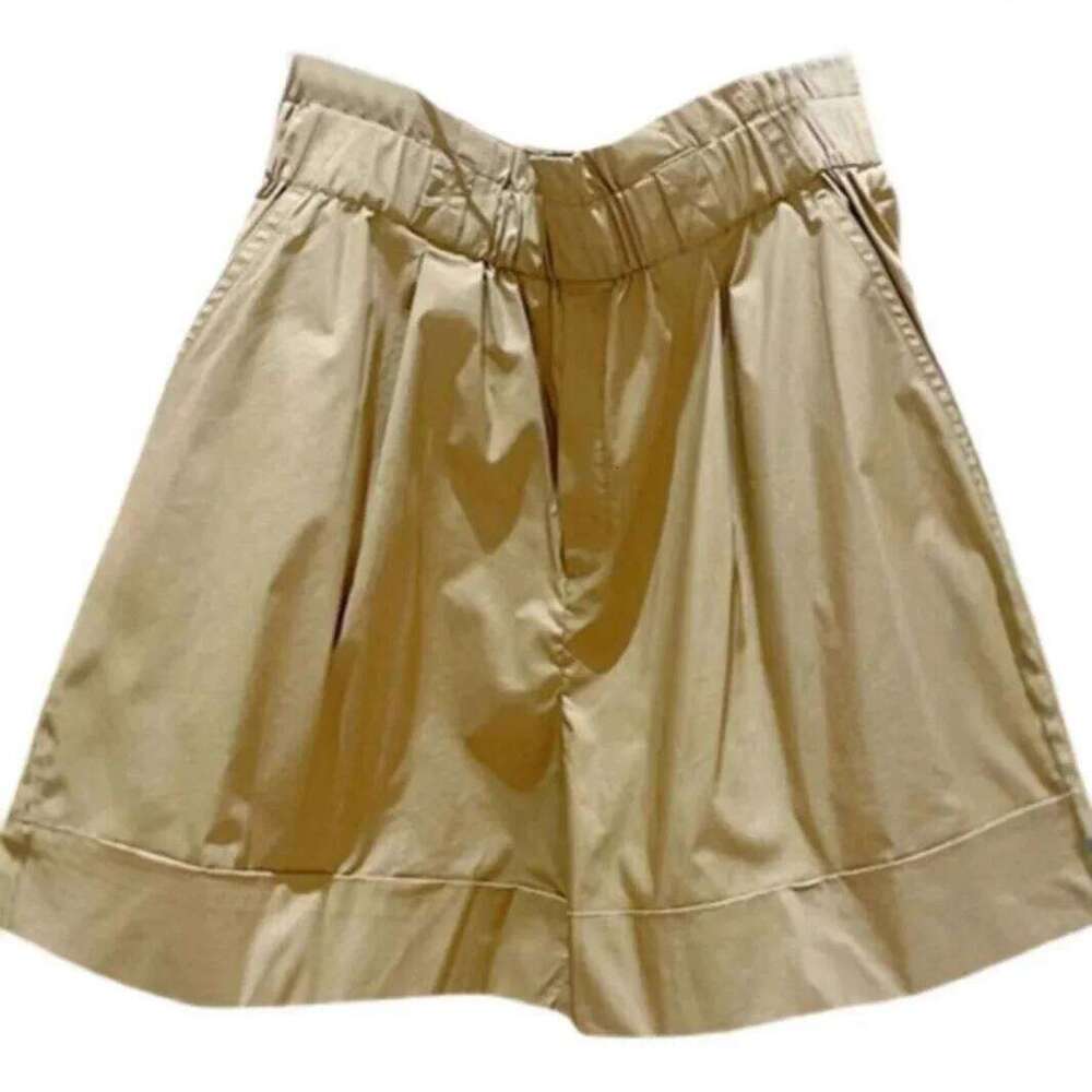 Khaki High A- Line Wide Leg Hot Pants Women's Summer New Style Cotton Shorts Low Waist Chinese Production XJ260206
