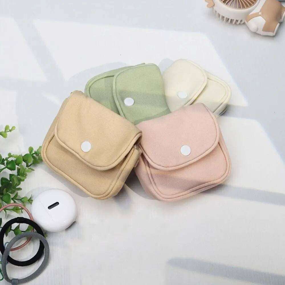 Canvas Mini Coin Purse Solid Color Organizer Student Simplicity Wallet Headphone Bag Key Case Portable Card Holder Y260206