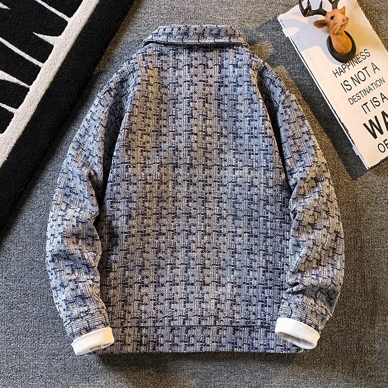 Luxury Brand Designer Clothes American Retro Small Fragrance Style Jacket For Men, Loose Casual Jacket, Spring And Autumn Houndstooth Shirt For Men, S