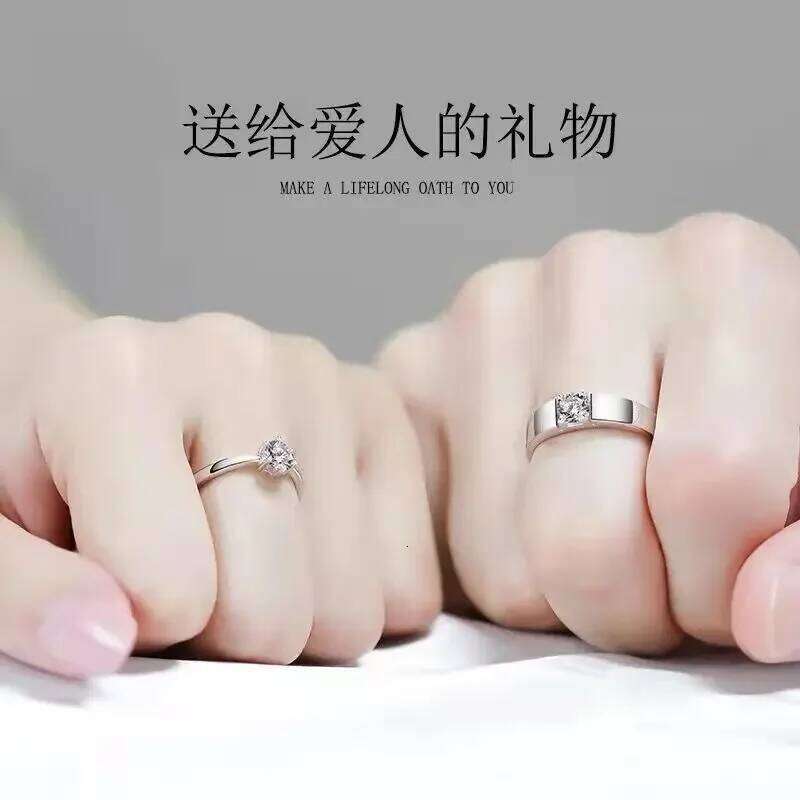2 Pieces/set Women and Men Fashion Crystal Six Claw Open Adjustable Wedding Crown Couple Rings Jewelry Gifts For Lovers W260206