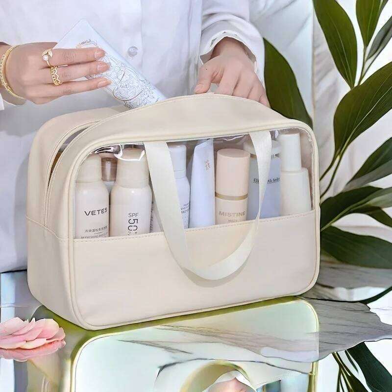 Women's Clear Makeup Portable Travel Cosmetic Large Capacity Bath Bag Multifunctional Waterproof Storage Compartment Y260206