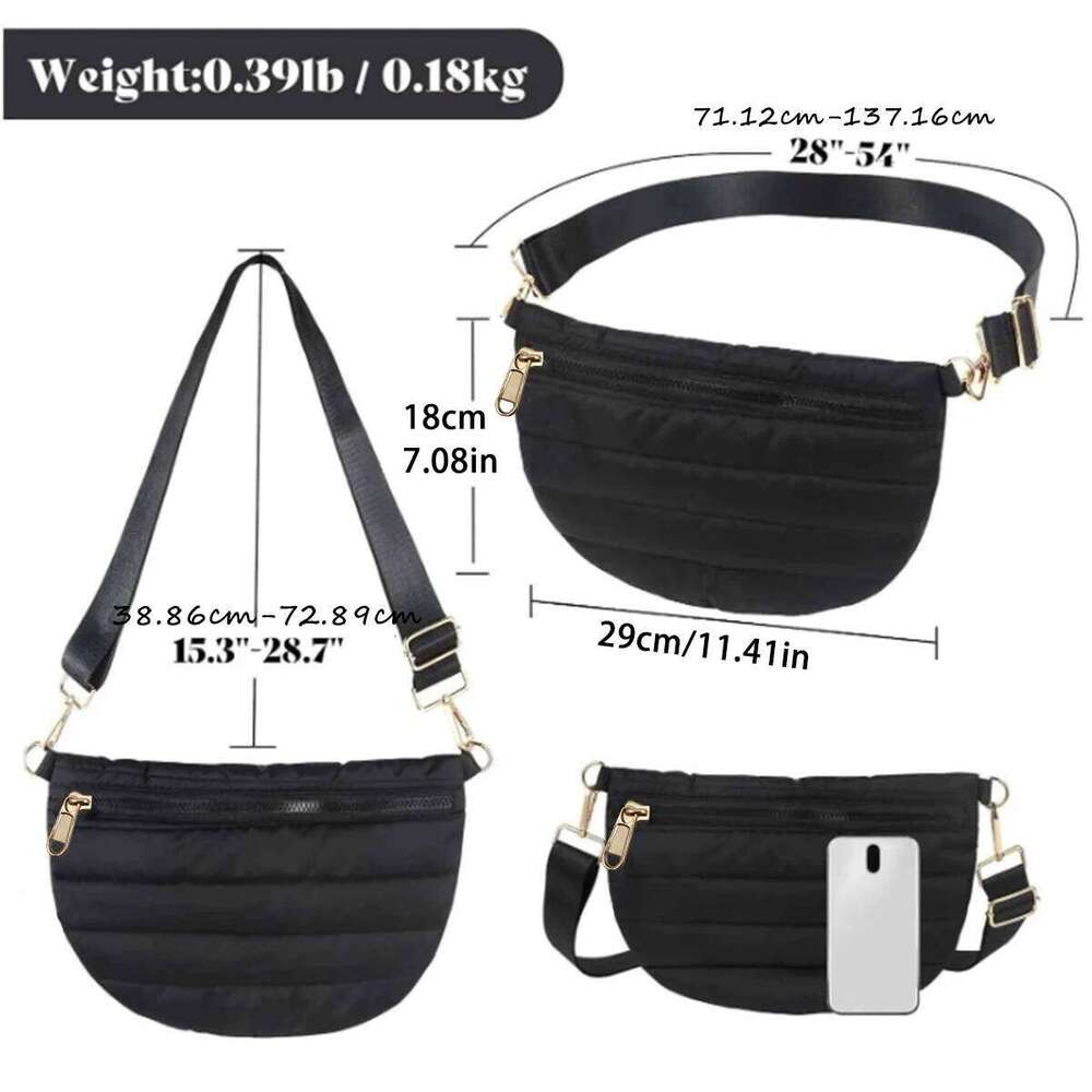 Ladies' Fashion Nylon Multi-Occasion Solid Color Single-Shoulder Bag, Adjustable Shoulder Strap Zipper Crossbody Bag XJ260129