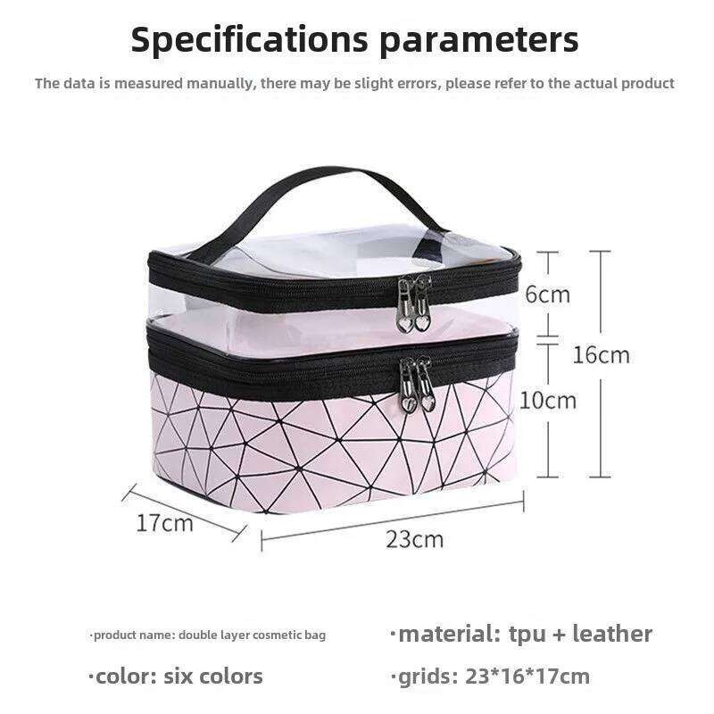 Waterproof PVC Women Cosmetic Bag Portable Traveling Leather Toiletries Organize Storage Make Up Case Transparent Handbag Y260206