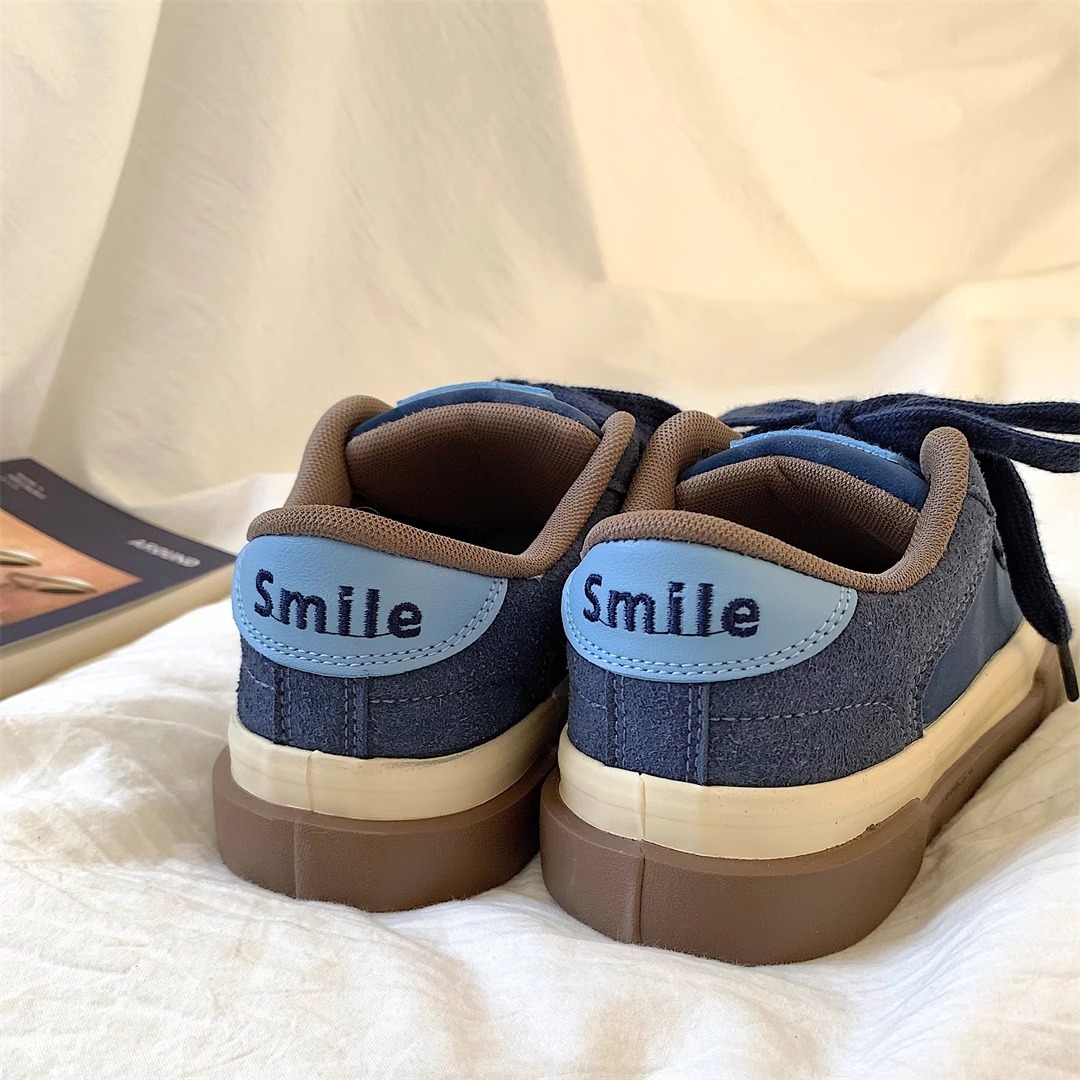 Vintage Blue Thick-Soled Sneakers for Women 2025 Spring New Ins Style Versatile Niche Design Sports Casual Shoes