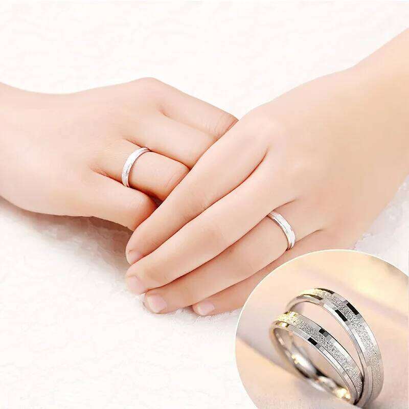 High quality Fashion Simple Scrub Stainless Steel lovers 's Rings 4 mm 6mm Widthsilver Color wedding ring jewelry W260206