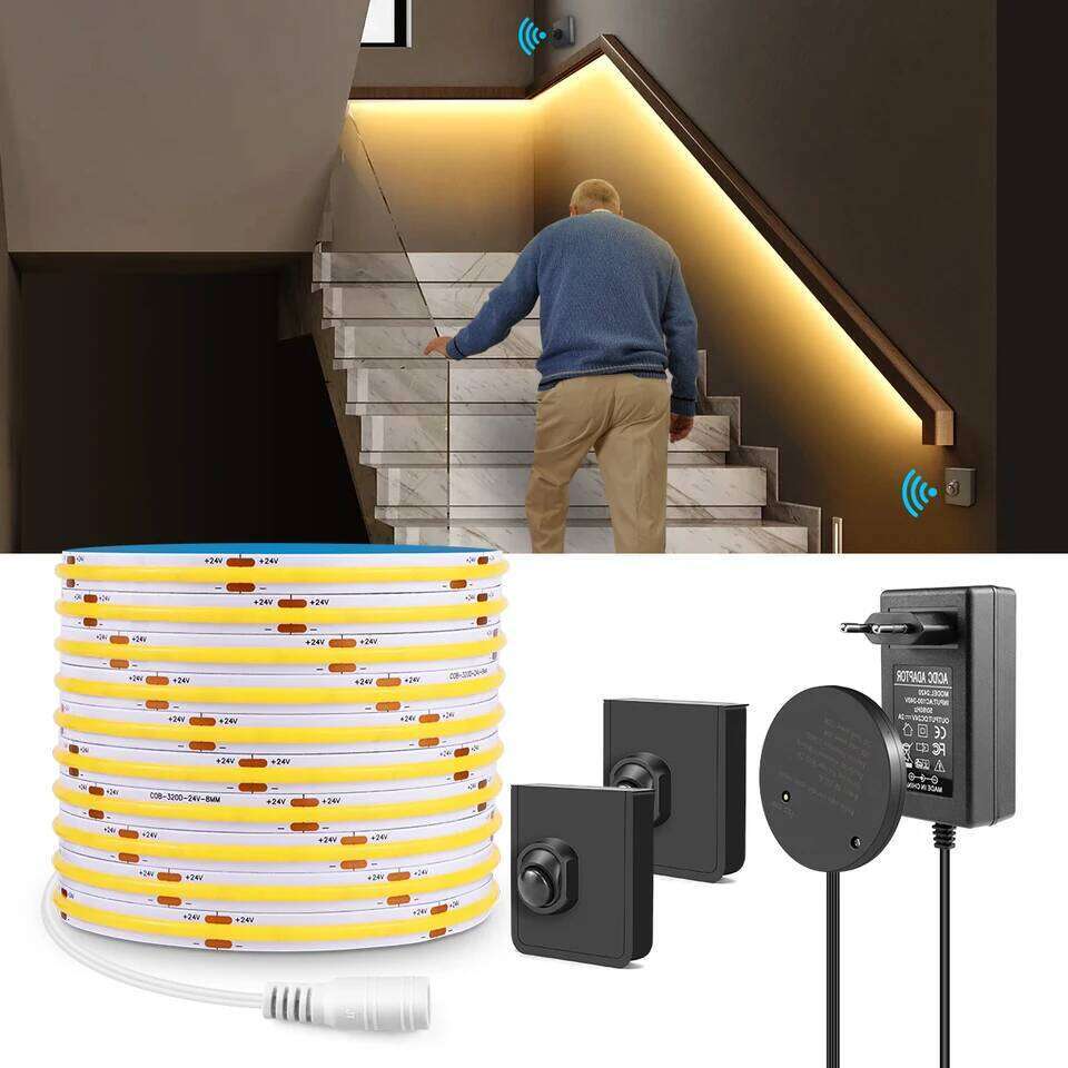 Movable sensing PIR Motion Sensor Strip Lights 24V COB LED Lamp Diode Tape with RF Reciever for Stairs Living Room Lighting Z260206