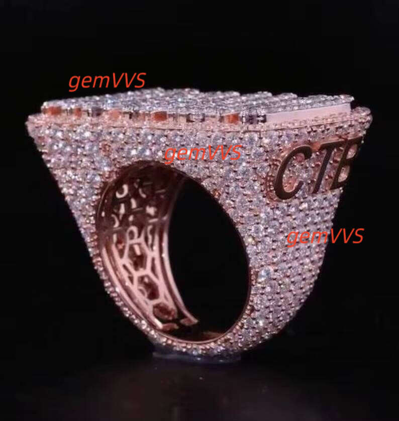 Custom Lab Grown Diamond Ring Men Unique Rose Gold Rhodium Plated Hip Hop Letter Luxury IGI Certified Fashion Statement Jewelry