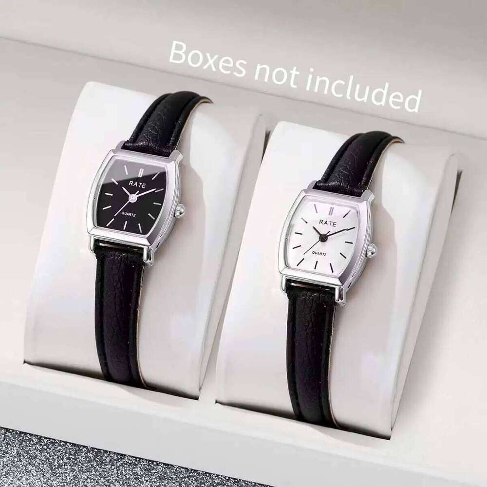 2PCS/Set Fashion Small Dial Women Watches Casual Leather Strap Quartz Wristwatch Reloj Mujer Girls Clock GiftWithout Box Z260206