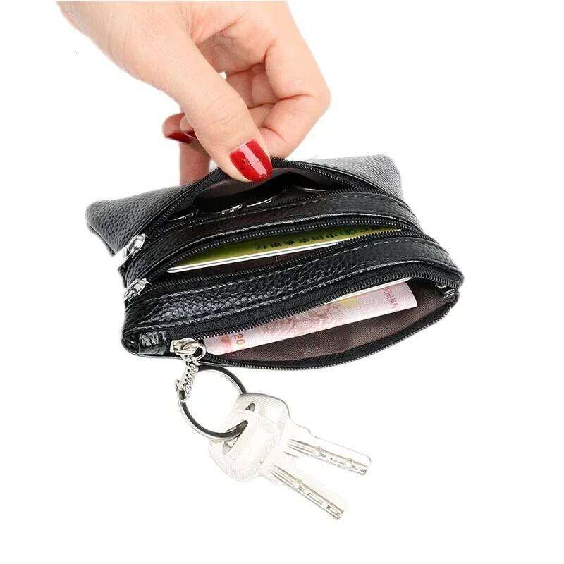 2024 New Leather Purse Women Mini Change Purses Kids Coin Pocket Wallets Key Chain Zipper Pouch Card Holder Wallet Y260206