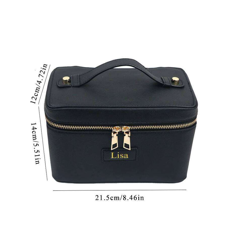 Customized name pu leather cosmetic with zoned storage large capacity toiletry bag for autumn and winter new products Y260206
