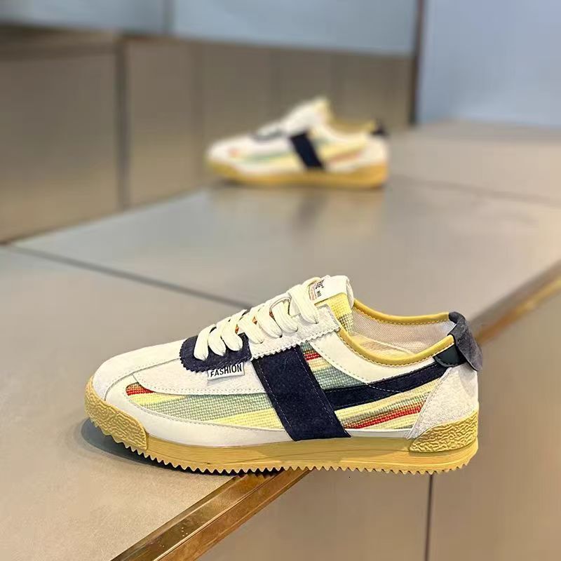 Men's 2025 Spring Summer New Breathable Casual German Training Forrest Gump Shoes Korean Version Versatile High-Value Color Matching Couple Sneak