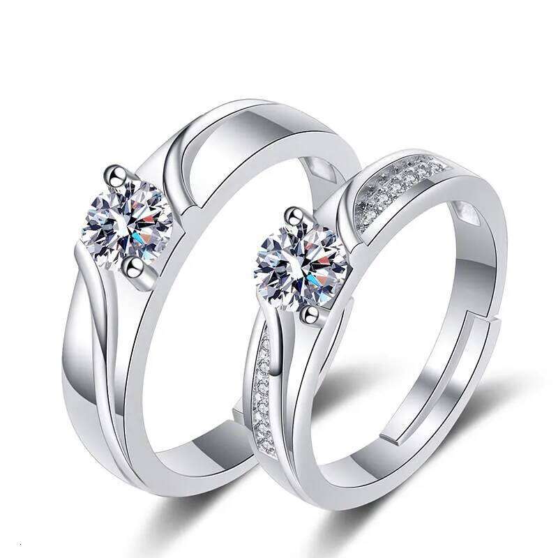 2Pcs/sets Heart Matching Couple Rings for Women Men Lover Forever Endless Love Wedding Ring Valentine's Day Dating Jewelry W260206
