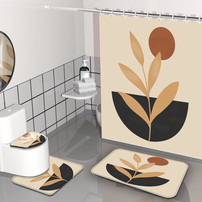 YL-38281 Simple 3D Digital Printed Shower Curtain, Waterproof and Mildew-proof, Bathroom Partition Curtain, Hanging Curtain