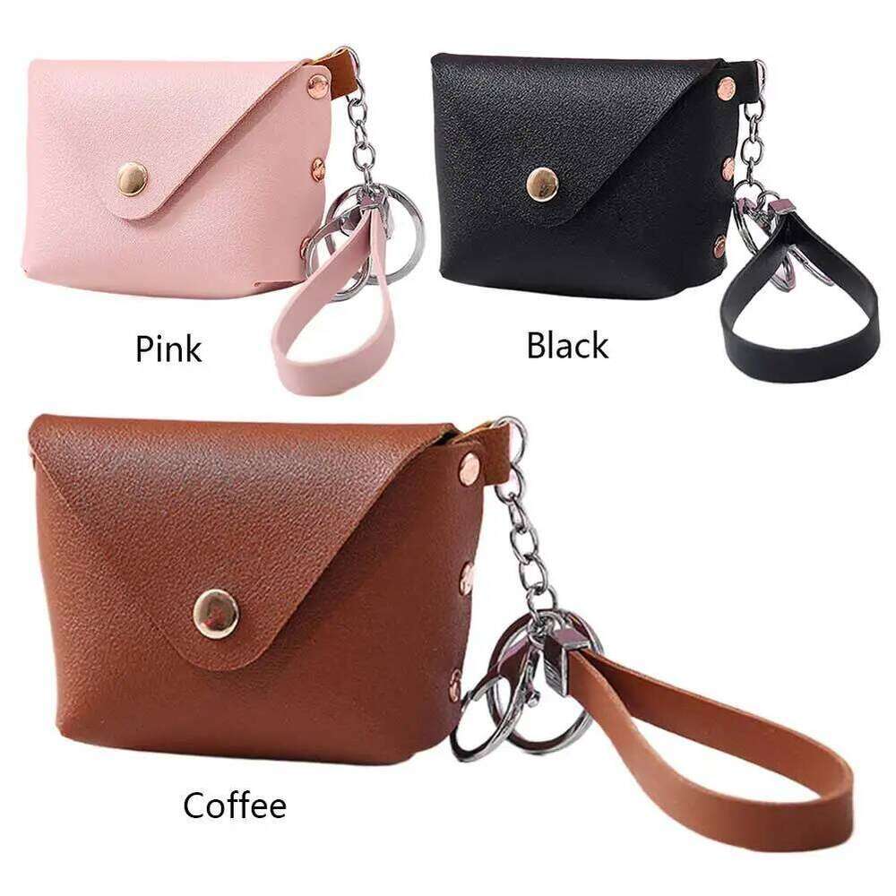 Keychain Women with Zipper Coin Purse PU Leather Trendy Wristlet Wallet for Shopping Travel Y260206
