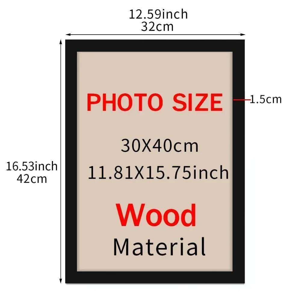 30x40cm Black and White Wood Grain Photo Frame Can Be Hung on The Wall with Certificate Poster Canvas Painting Decoration S260205