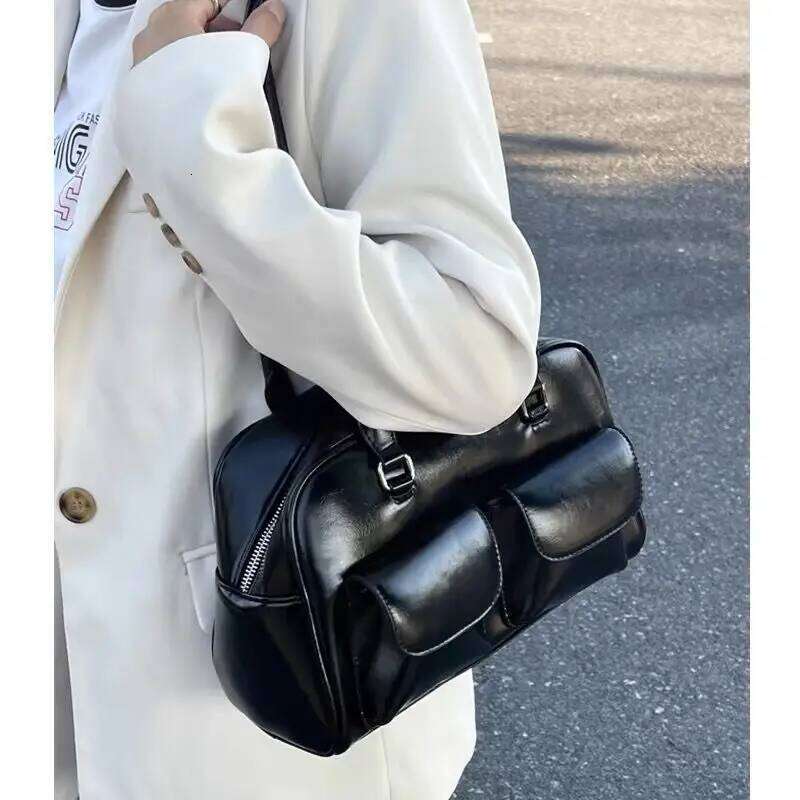 JIAERDI Retro White Bowling Bag Purse Women Hot Girls Leather Pocket Chic Casual Handbag Female Vintage Shoulder Bags Aesthetic Y260205