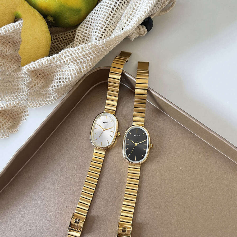 Vintage Simple Elegant Oval Personality Dial Steel Band Pointer Watch for Women Korean Version High-end Feel