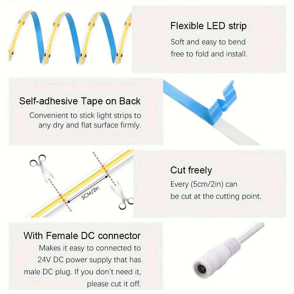 COB LED strip lights, ambient outdoor lighting, used for kitchen, garden, home room decoration, indoor lighting Z260206