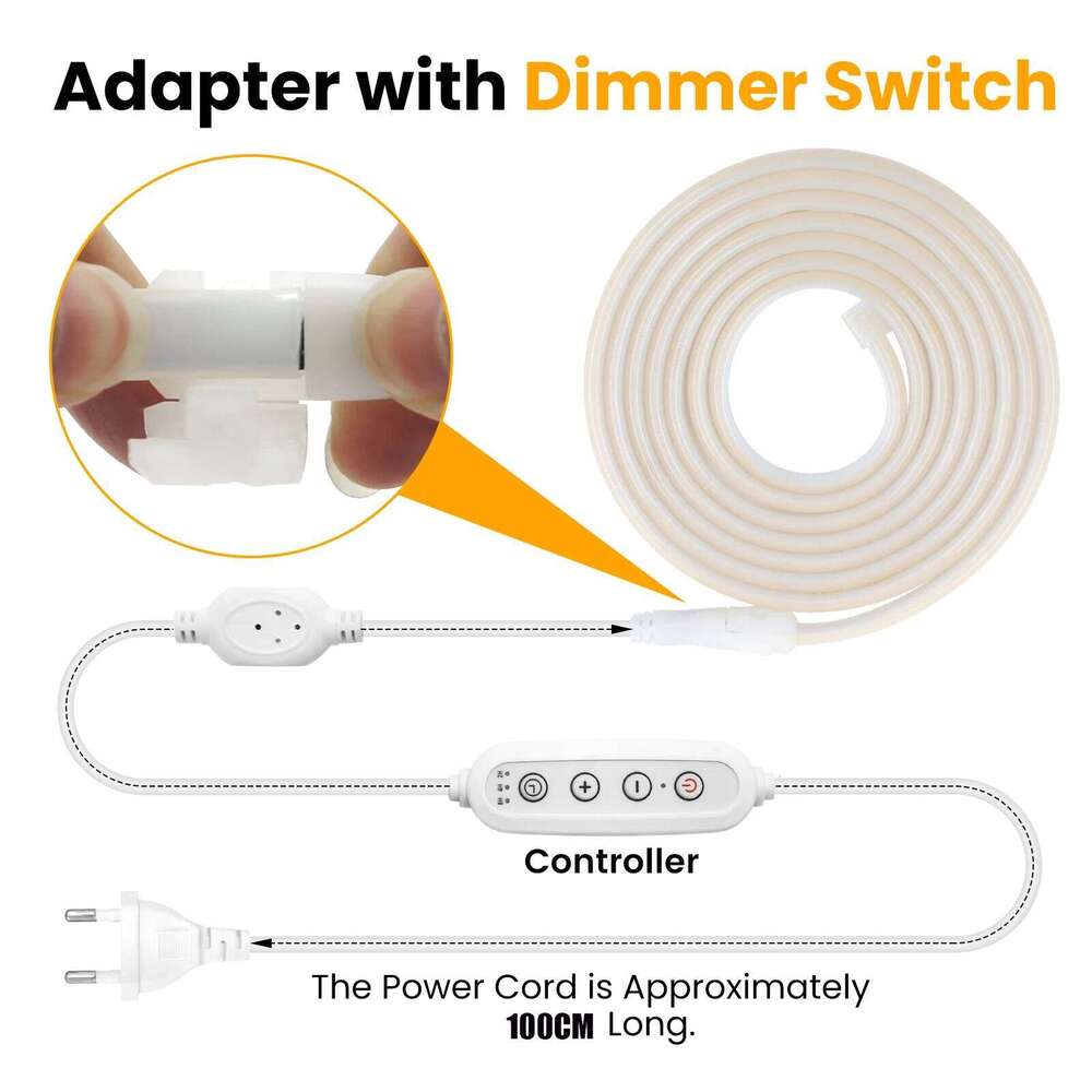 AC 220V Timing Dimmable COB Neon LED Strip EU Plug 288LEDs/M Waterproof Flexible Light for Living Room Party Home Decoration Z260206