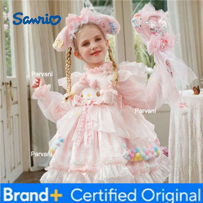 Sanrio My Melody Girls Skirt Spring Autumn New Lace Anime Figure Princess Kawaii Cartoon Dress Fashion Sweet Long Sleeves H2602061 - view 4