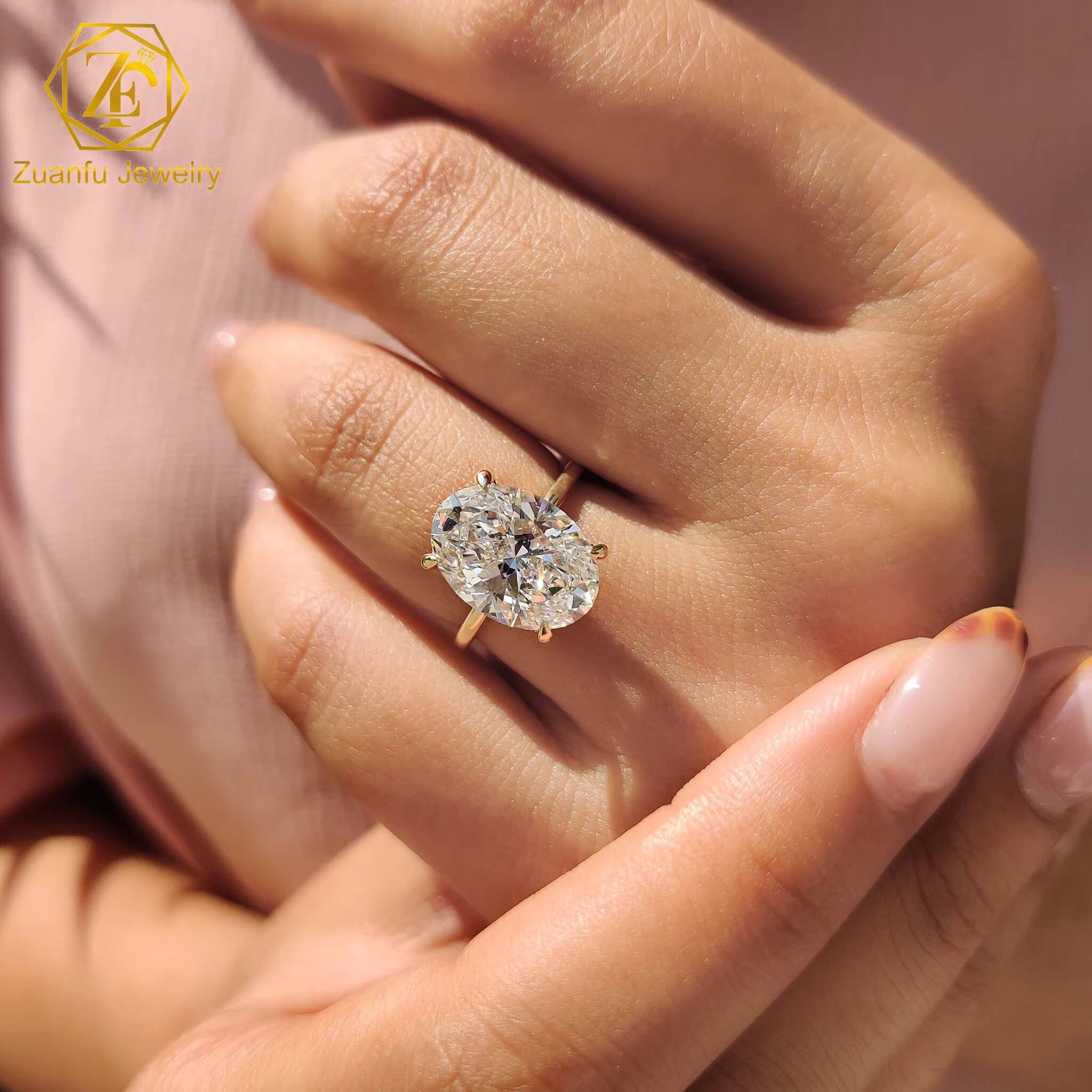 Handmade Engagement Rings Oval Brilliant Cut Lab Grown Diamond IGI Certified Fine Rings 18K Solid Gold Jewelry for Women