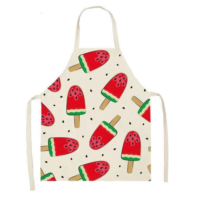 Ice cream pattern home kitchen oil-proof linen chef cooking baking sleeveless apron S260205