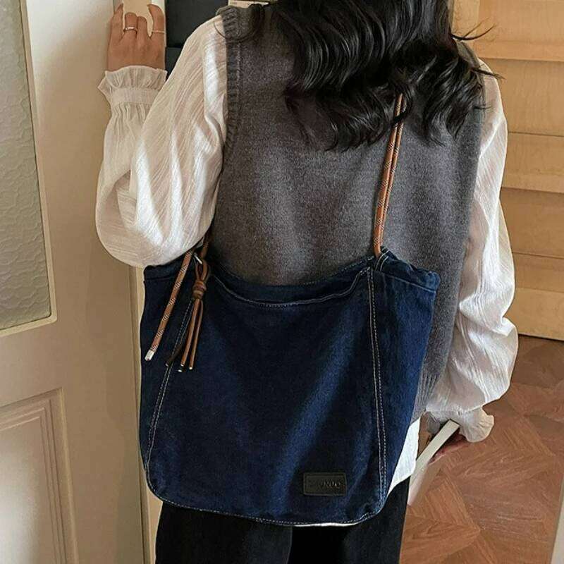 Fashion Crossbody Women Vintage Washed Denim Shoulder Bag Large Capacity Comfortable and Versatile Texture Bags for Travel Y260205