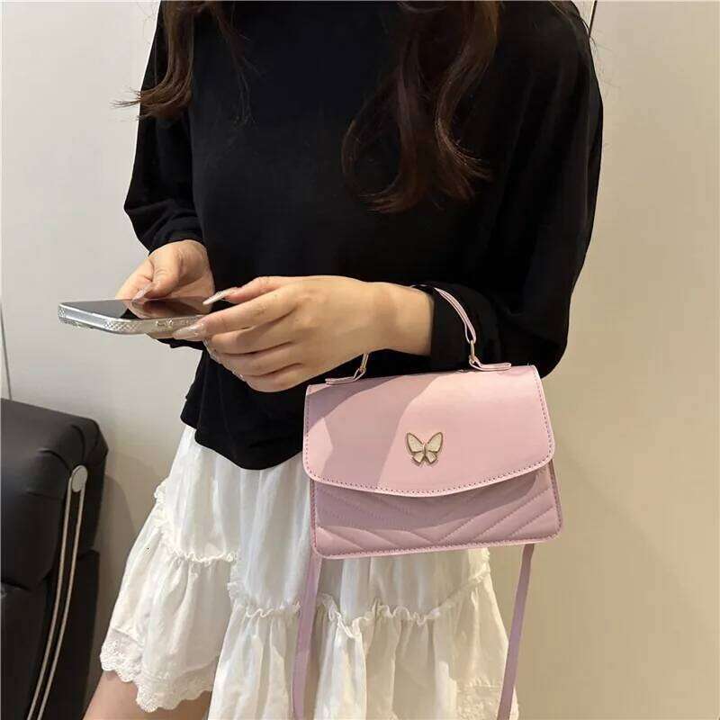 Lucky butterfly women's new fashion solid color simple texture trend beautiful casual shoulder messenger bag portable small XJ260129