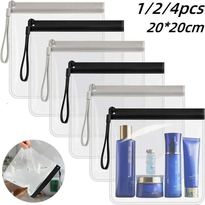 1/2/4pcs Luggage Transparent Travel Use Leakproof Flight Make Up Waterproof For Women Reusable Airport Security Storage bag Y260206