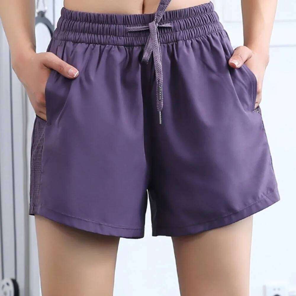 Casual Mesh Design Yoga Side Pockets Hem Elastic Sports Loose Fitting Breathable Fitness Shorts Women XJ260206