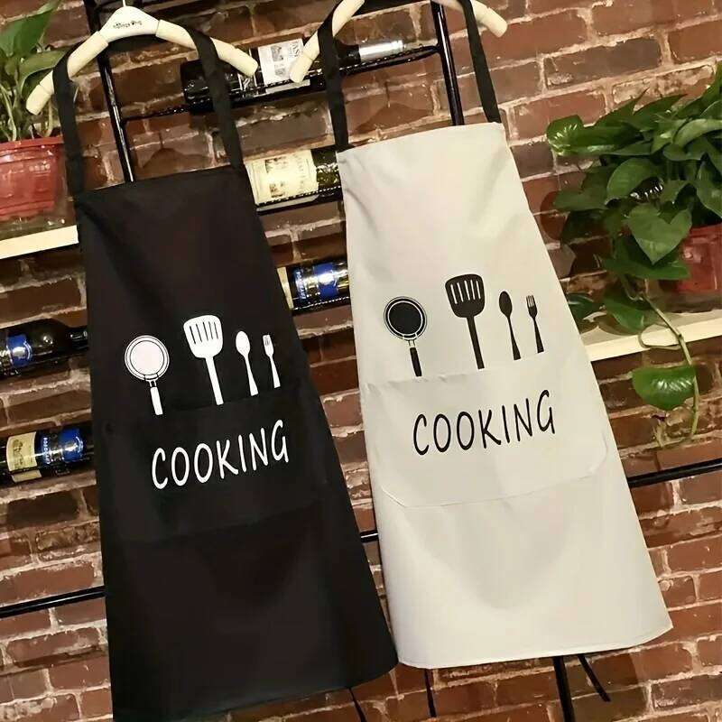 2pcs/Simple Kitchen Apron, Waterproof and Oil-Proof, Cooking Work Clothes, Unisex Sleeveless Apron S260205