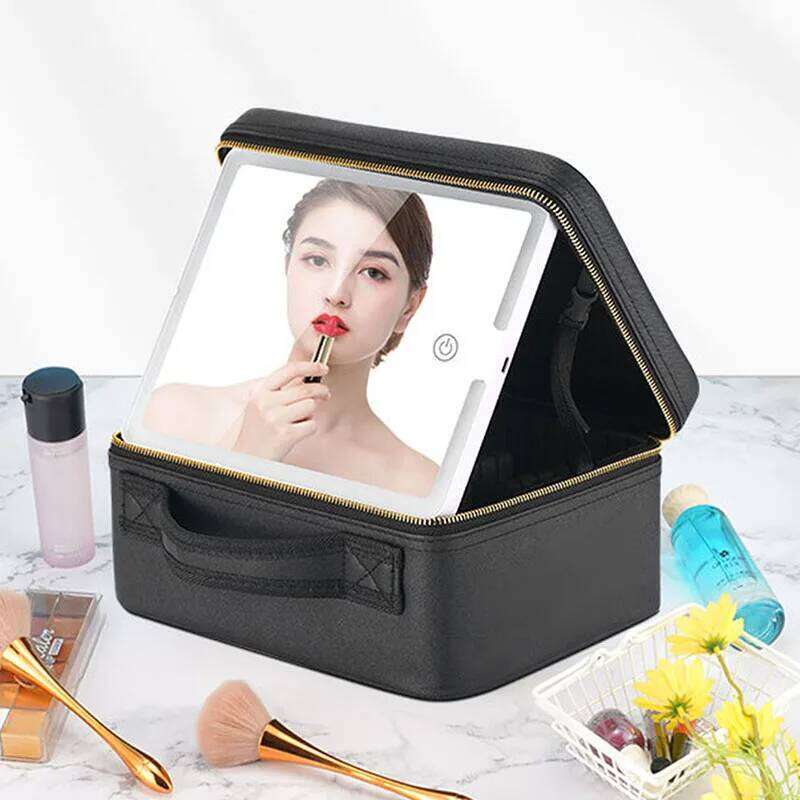 Smart LED Cosmetic With Mirror Travel Bag Large Capacity Female Beautician Skincare Product Makeup Case For Women Y260206