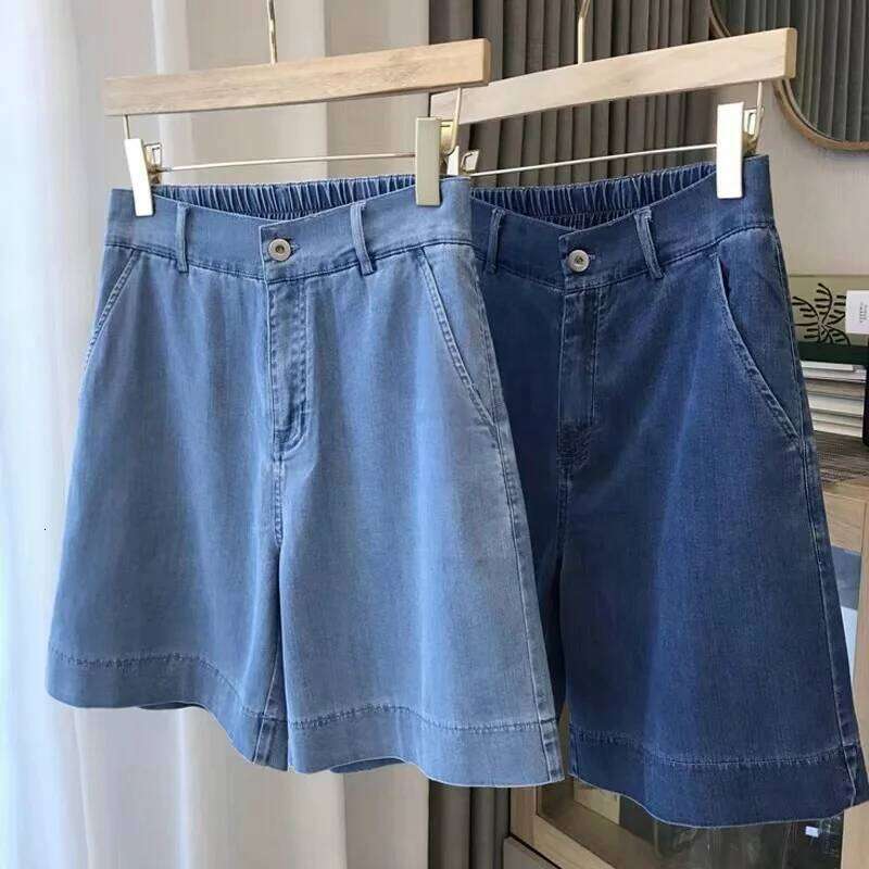 S-5XL Women Denim Shorts Summer High Waist Loose Wide Leg Thin Jean Short Pants Female All Match Casual Hot Ladies Bottoms XJ260206