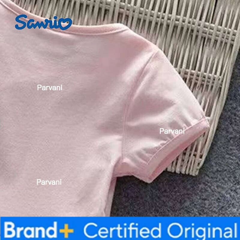 Sanrio Summer Baby Girls Solid Cotton Dress Kid Children Kuromi Printed Short Sleeve Clothes Cartoon Cute Princess Dresses H260206 - view 7