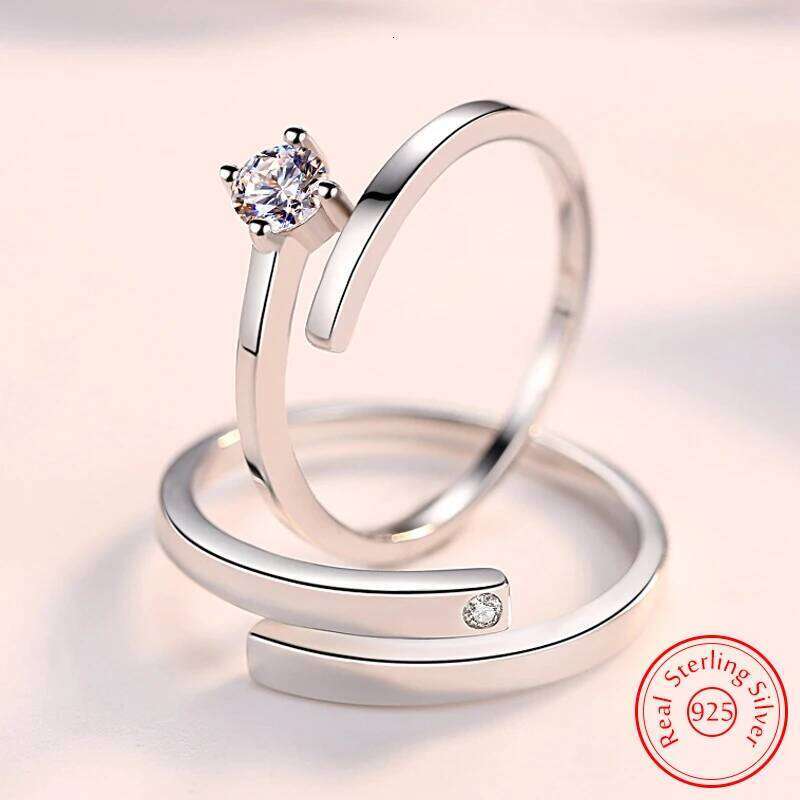 Real 925 Stelring Silver Women's New Jewelry Crystal Zircon Fashion Opening Couple Ring For Man XY0389 W260206