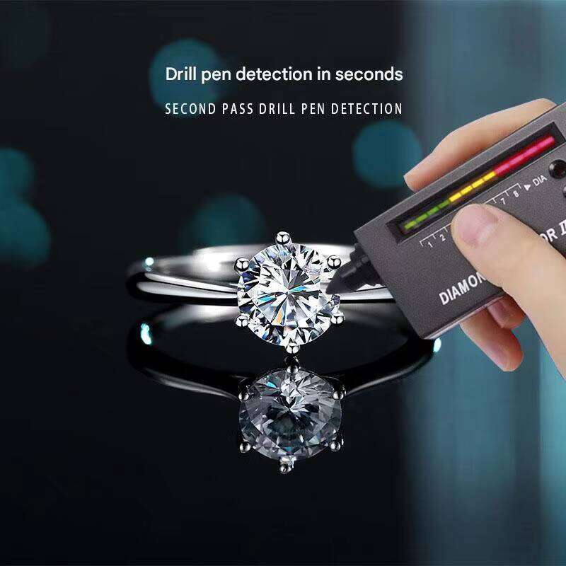 Jewelry 925 Sterling Silver Round White Heart Vvs Diamond Engagement Moissanite Ring