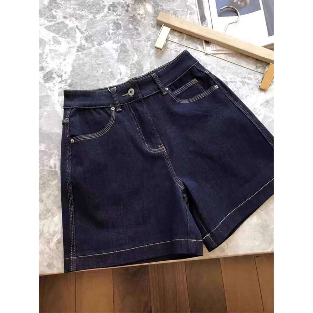 Large Size Dark Blue Women's Denim Shorts Summer Ladies Thin High Waist Straight Tube A-line Hot Pants Daily Casual Bottoms Tide XJ260206
