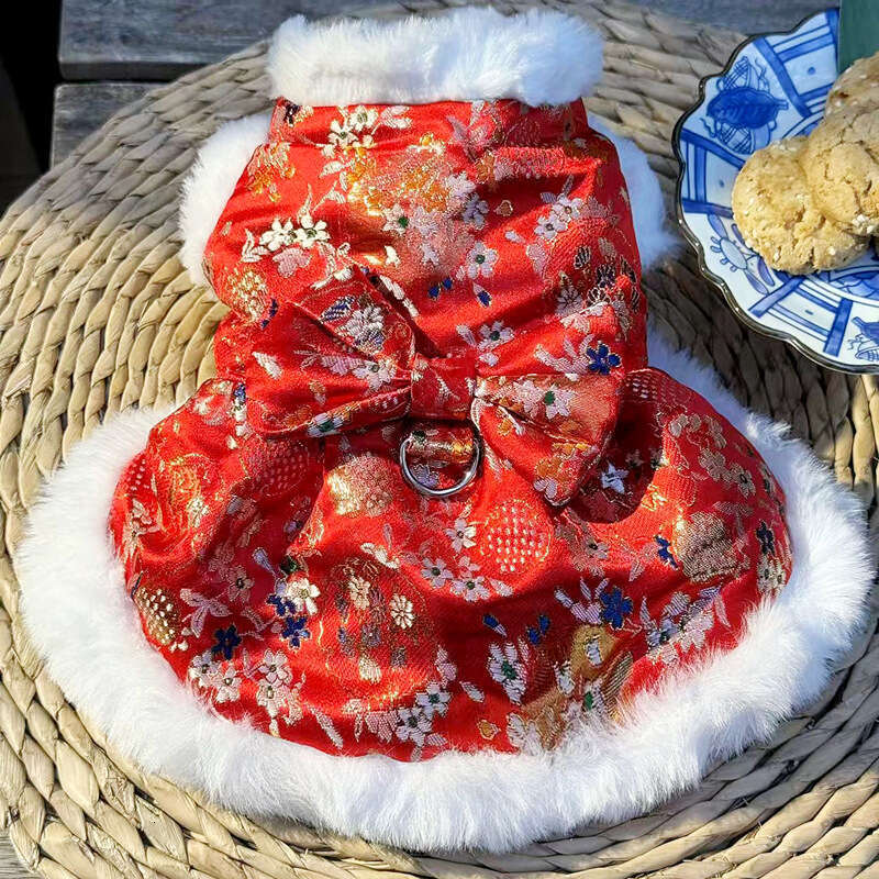 Pet New Year Outfit 3D Butterfly Leash Dog Festive Teddy Bichon Cat Winter Clothes