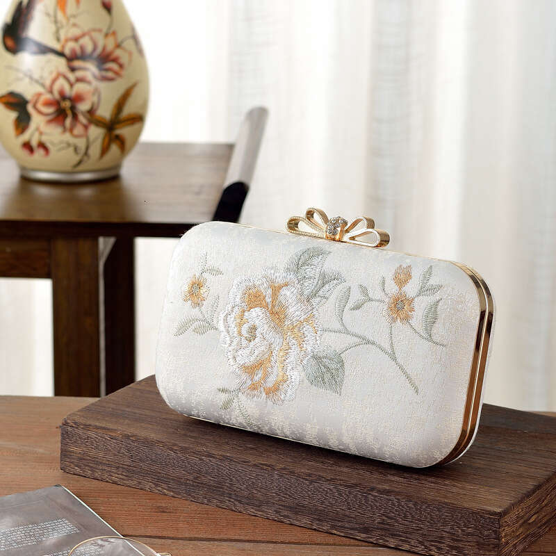 New Fresh Fairy Bow Camellia Embroidery Hanfu Ancient Style Single Shoulder Crossbody Cheongsam Banquet Bag MASA