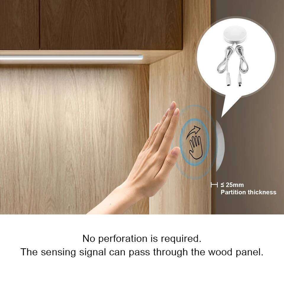 220V To 24V High Power COB Neon LED Strip Lights With Penetrating Touch Sensor Switch EU Plug Hand Waving Motion Kitchen Lamp Z260206