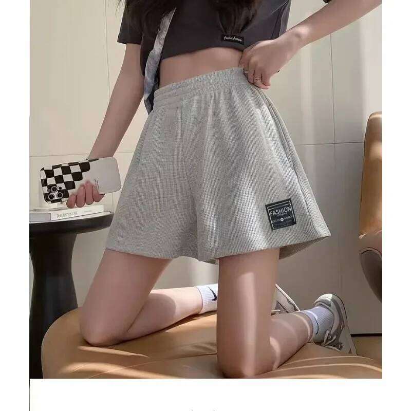 Waffle Comfortable Casual Sports Women's Summer Loose Home Pajama Pants Wear Pocket Shorts XJ260206