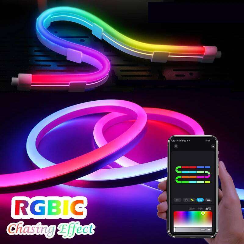 5V Flexible USB Dreamcolor Chasing RGBIC Rope Light Bluetooth Neon LED Strip Lights with Music Sync Z260206