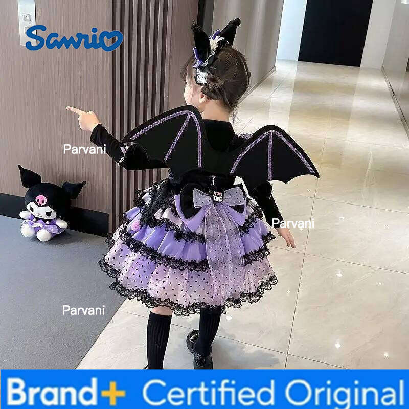 Sanrio s Kuromi Girls New Summer Kawaii Puffy Dress Princess Sweet Cute Clothes Fashion Versatile Loose Comfortable Birthday Gift H260206 - view 3