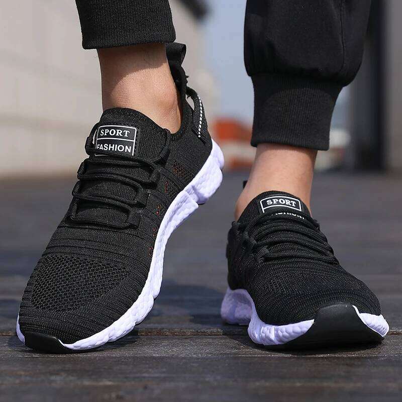 New Men's Cushioned Running Knitted Mesh Breathable Soft Soled Sneakers Fashion Forward Lightweight Outdoor Exercise Shoes