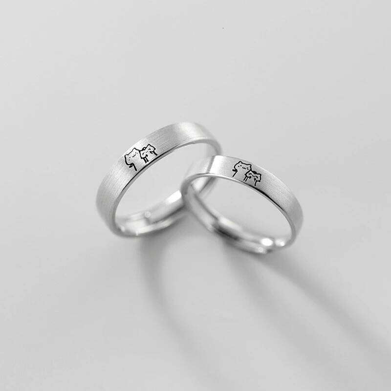 New Simple Couple Rings Silver Color Sun Moon Adjustable Open Ring For Women Men Wedding Fashion Jewelry Gifts W260206