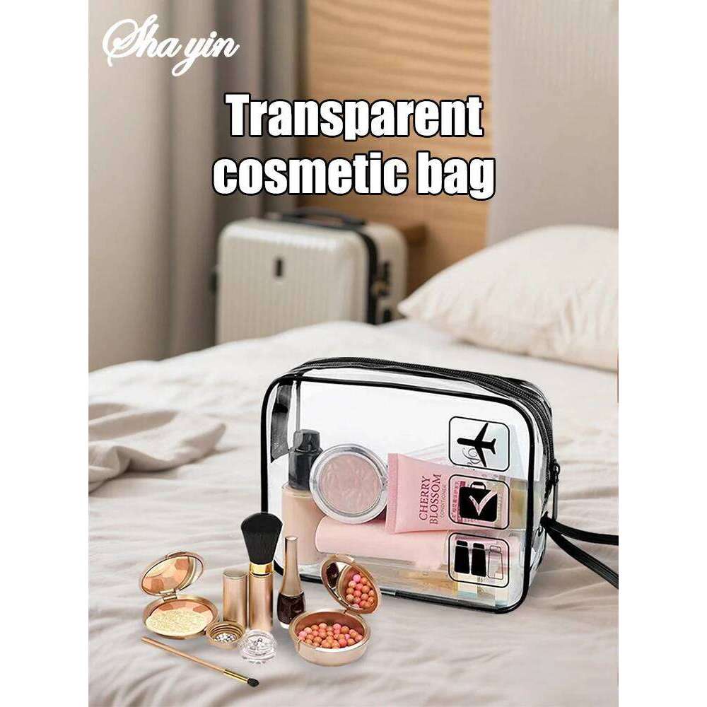 Transparent portable outdoor grooming minimalist travel storage bag, PVC transparent makeup bag Y260206