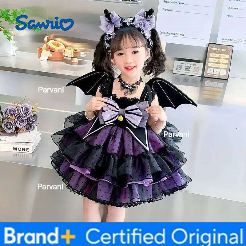 Sanrio Kawaii Kuromi Lolita Dress for Girls, Children's Clothes, Anime Skirt, Cartoon Girl, Birthday Gift, Small and Medium Sized, New H260206 - view 7