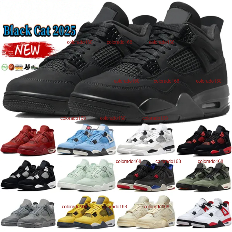 Designer Basketball Shoes 4 Metallic Reimagined Fire Red Sneakers 4s Chaussures White Cement Cool Grey Olive Men Women Trainers With Box size36-47